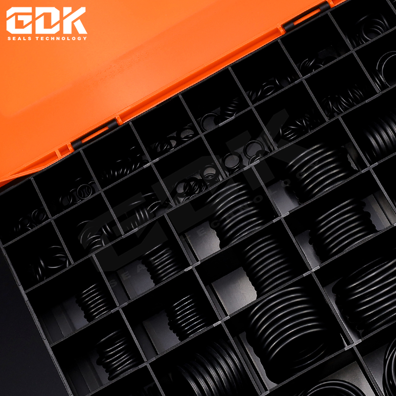 GDK China Factory Black Color NBR PU Silicone FKM Material O-Ring Assortment Set Seal Gasket Universal Rubber O Ring Kit